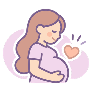 Ilustração de gestante com as mãos na barriga